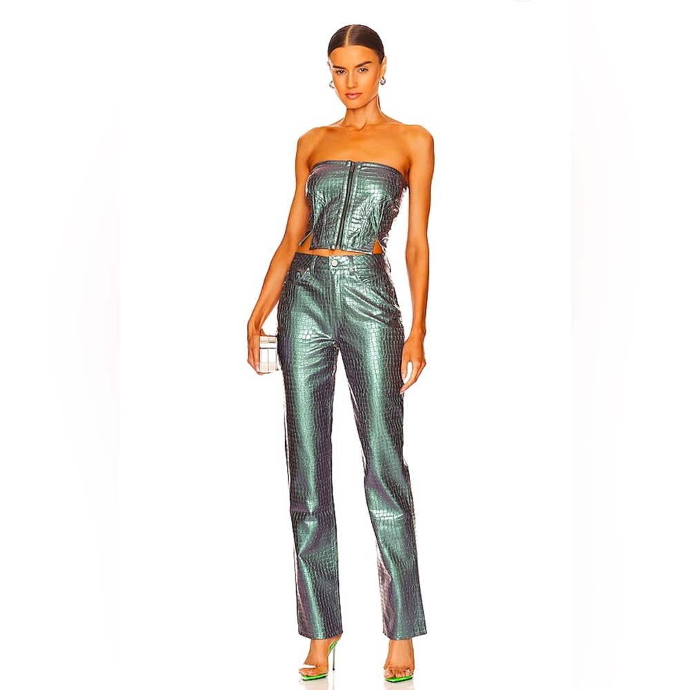 AFRM Heston Mermaid Iridescent Croc Pants Like New! Festival Going Out Set